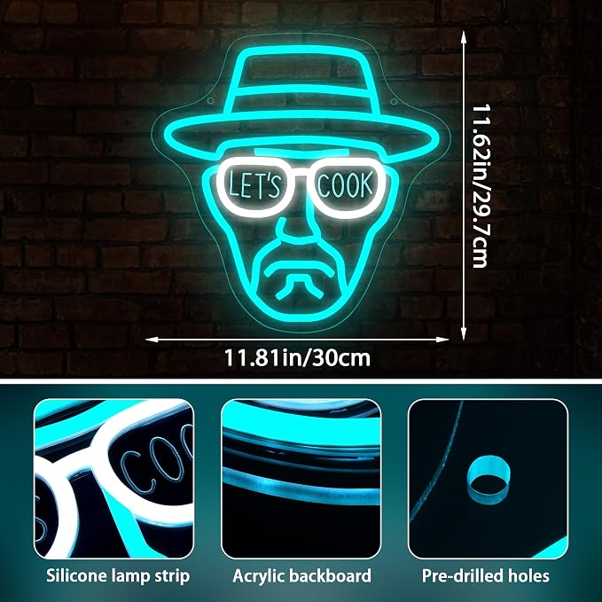Movie Neon Sign for Wall Decor Movie Role LED Light for Man Cave | Dimmable breaking neon light, bedroom, home theater club bar dorm decor, birthday gifts for men fans, size 11.8*11.6 in