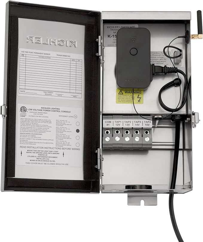 Kichler Wi‑Fi & Bluetooth Landscape Lighting Timer | Remote scheduling, app management, and voice assistant compatibility, 16085BK