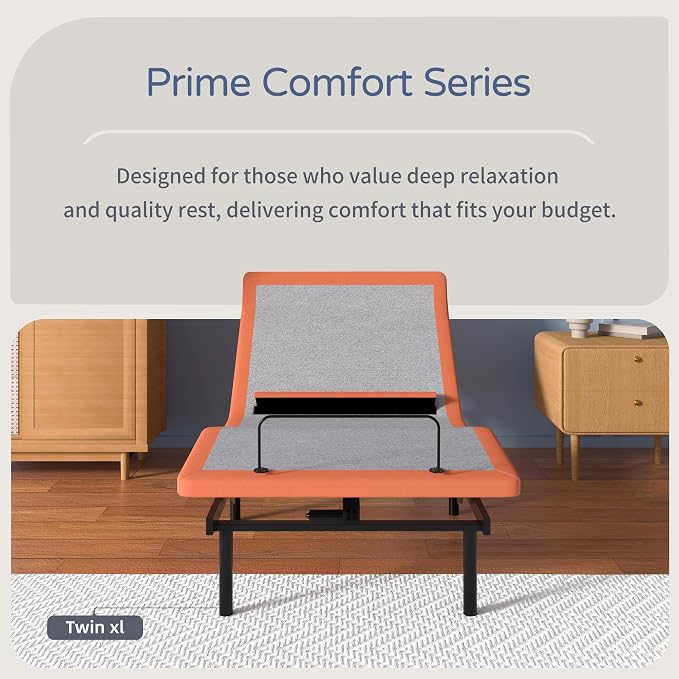 ESHINE Twin XL Adjustable Bed Frame with Lumbar Support Dual USB | Bed Base, Head-Pillow-Tillt, Under Bed Light, Smart App, Zero Gravity, Ergonomic Incline, Wireless Remote, 6000 Series