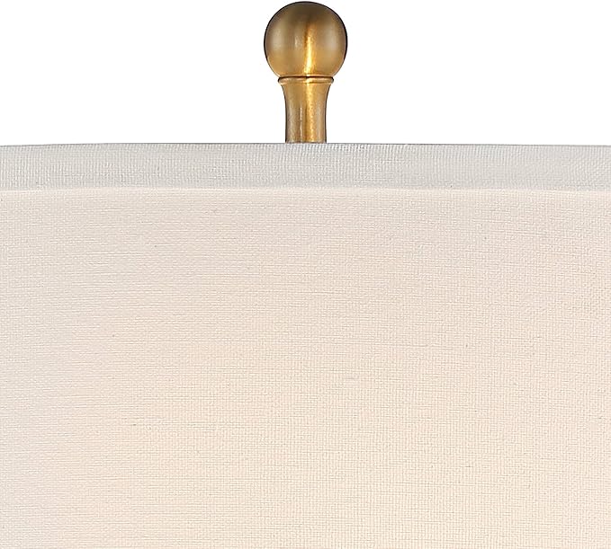 Vienna Full Spectrum Rolland Traditional Table Lamp with USB Dimmer 30" Tall Antique Brass Metal 2-Light Tapered Drum Shade for Living Room Bedroom House Bedside Nightstand Home Office