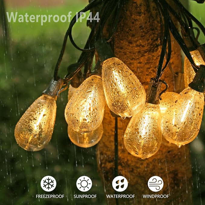100FT S14 E12 Outdoor String Lights Waterproof Patio 24+1 (1 Spare) bulb | Outside Hanging Shatterproof S14 E12 LED Light Bulb for Parties Porch Garden Fences Backyard Outdoor Indoor