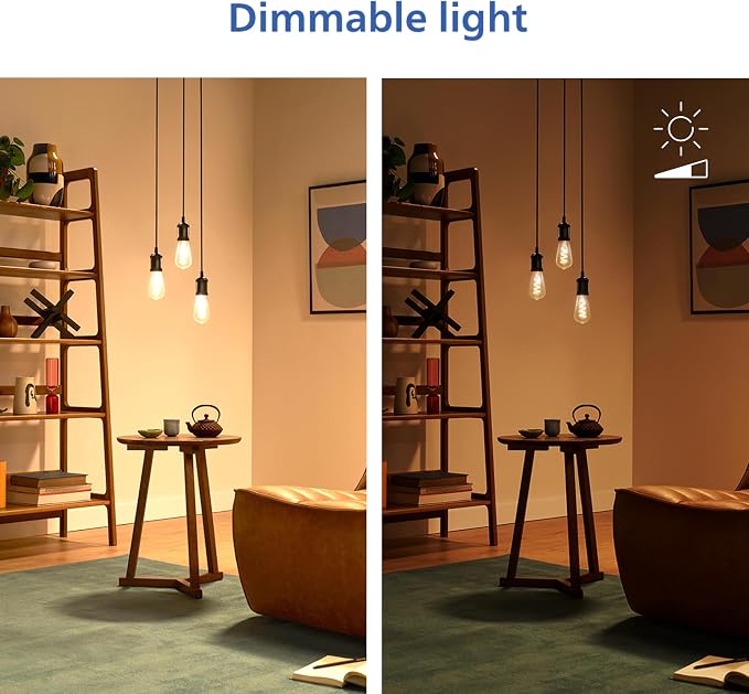 PHILIPS Smart Color ST19 Color Filament LED Smart Bulb 4-Pack -300 Lumen - E26 Indoor - Connects to Your Existing Wi-Fi - Control with Voice or App + Activate with Motion - Matter Compatible