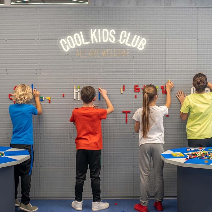 Cool Kids Club Neon Sign, All Are Welcome Neon Light, Handmade LED Neon Baby Room Light, Dimmable USB Neon Lights for Kids Bedroom Baby Nursery Room Playroom Wall Decor Party Gift(6.1 * 15.7in)