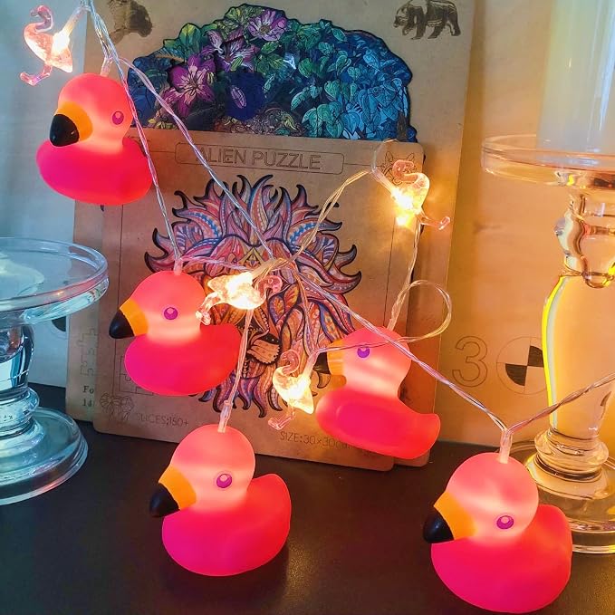 Cute Flamingo Lights Flamingo String Lights Battery Operated Flamingo Fairy Lights for Children Bedroom Home Wedding Holiday Decortion (Flamingo, 1.65m/10LED)