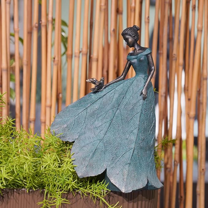 Guichifun Fairy Statue Home Decoration Leaf Angel Girls 8.5 x 5 x 12 Inch | Resin, Home Garden Decor, For Outside or Inside, Rustic Fairy Garden Outdoor Yard Figurines, Gifts for Women