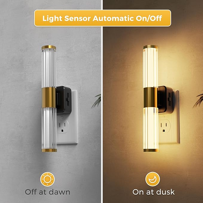 L LOHAS LED Rotating Night Light, Night Lights Plug into Wall, Auto Nightlight Dimmable 100LM, Light Sensor, 3000K Soft Light, LED Acrylic Nightlight Plug in for Bedroom Bathroom Hallway Kitchen,1Pack