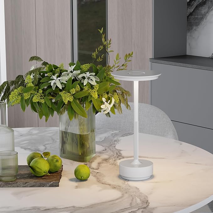 Table Lamp Table Lamps 2P Wihte Cordless Rechargeable Portable LED 5000mAh 3-Level Brightness Memory Function Battery Operated Restaurant Cafe