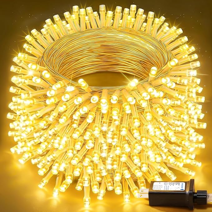 100+16.4FT Warm White LED Fairy Lights, Connectable Clear Wire String Lights with Timer,Waterproof Light Strand for Christmas Tree, Bedroom, Patio, Wedding, Party, Indoor Outdoor Decor