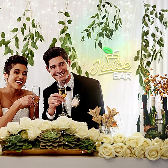 Juice Bar Neon Sign with Dimmable Switch 16.54 * 12.6 Attractive Juice Shop Neon Light with Usb Powered Bar Led Sign Business Light Up Sign for Party Wedding Birthday Gym Man Cave