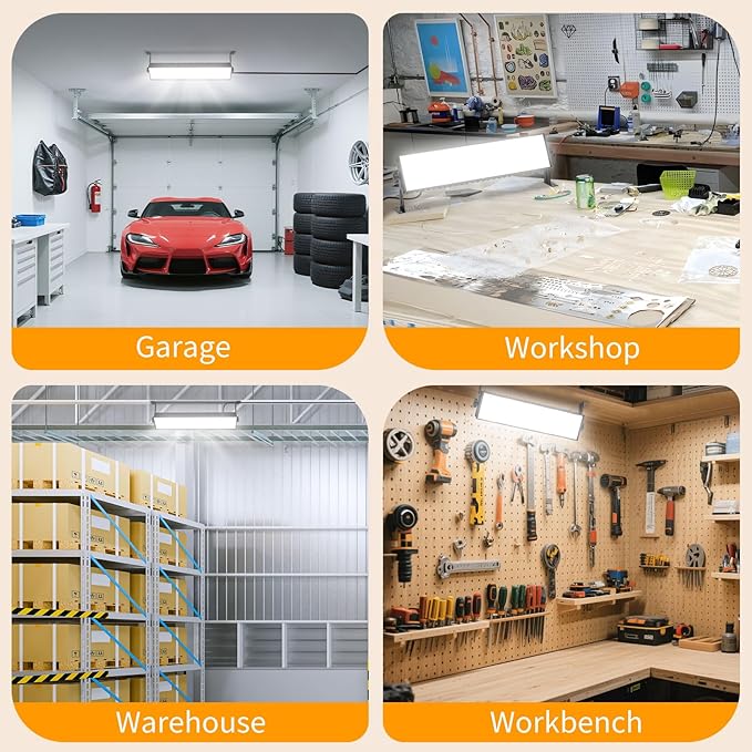 100W LED Shop Lights, 14000LM 6000K Plug in Garage Light with 6FT Power Cord, IP66 Waterproof Work Light for Garage, Outdoor, Workshop, Yard, Warehouses, Carport, Indoor