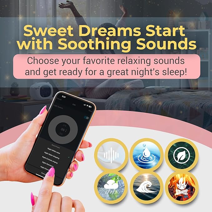 Bumble & Bright Kids Sleep Trainer with App Control - OK to Wake Clock for Kids Ages 4+, Color-Changing Night Light, Alarm & Sound Machine, Simple 1-Routine Setup, Free App, USB-C