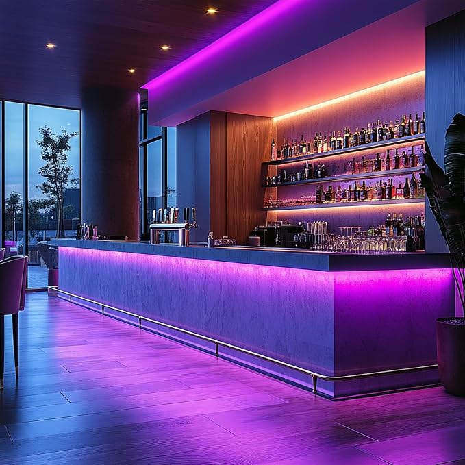 LED Strip Lights 24V COB Purple Dimmable LED Lighting16.4ft (Kit) | Super Bright, Dotless High Density 7.2W/m, 8mm Width Cuttable Flexible, Home DIY Commercial Decoration