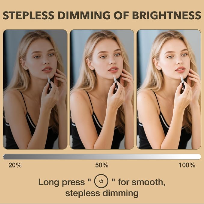 12"×13.9" Vanity Mirror with Lights, LED Makeup Mirror | Smart Touch, 3 Dimmable Colors, Memory Function, 10X Magnifying, for Desk, Bedroom, Dorm, Vanity