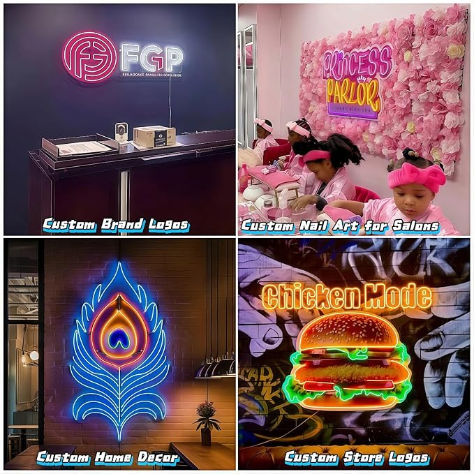CIONAOR Custom Neon Signs, Personalized LED Business Logo Light Up Sign | Customizable Neon Name Signage for Beauty Salon, Nail Bar, Cafe & Coffee Shop, Commercial Office Wall Decor