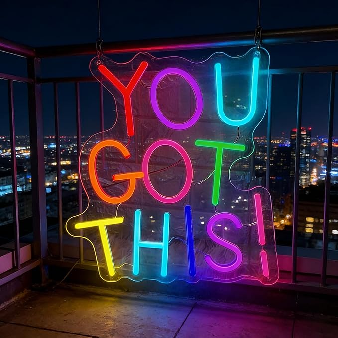 You Got This Neon Sign for Wall Decor, Dimmable LED Neon Signs for Bedroom Inspirational Letter Neon Light for Office Classroom Home Bar Party