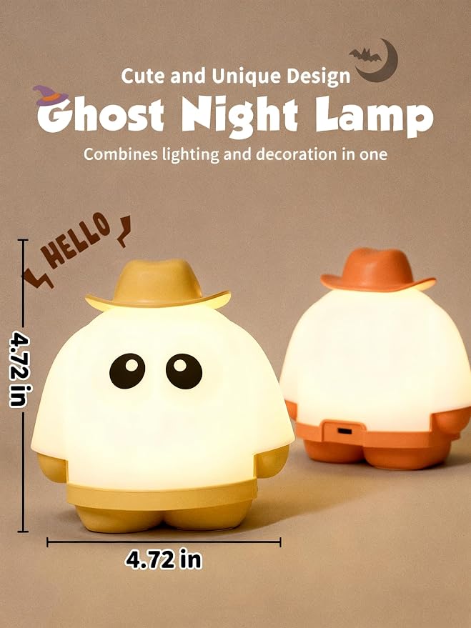 Halloween Ghost Night Light, Dimmable Ghost Lamp for Spooky Decor | Rechargeable Ghost Lights with Timer, Portable Table Lamps, Spooky Halloween Lights, Cute Halloween Decorations Indoor Gifts