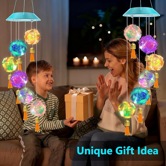 Toodour Solar Wind Chime, Color Changing Hydrangea Ball Wind Chimes | LED Decorative Mobile Waterproof Outdoor Solar Lights Gifts for Mom Grandma, Garden Patio Yard Window Decor Birthday Gift