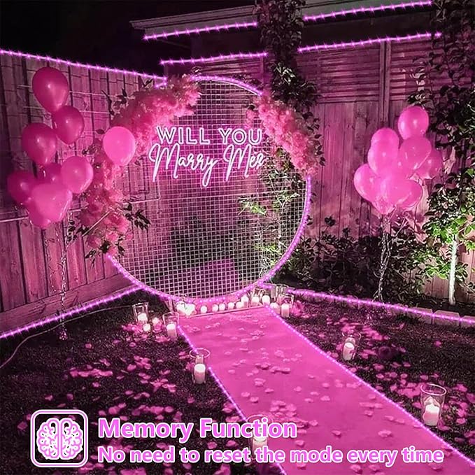 YEGUO Solar Rope Light Outdoor Waterproof, 66ft 200 LED Pink String Lights, 8 Modes Tube Christmas Lights in Clear Thin Tube