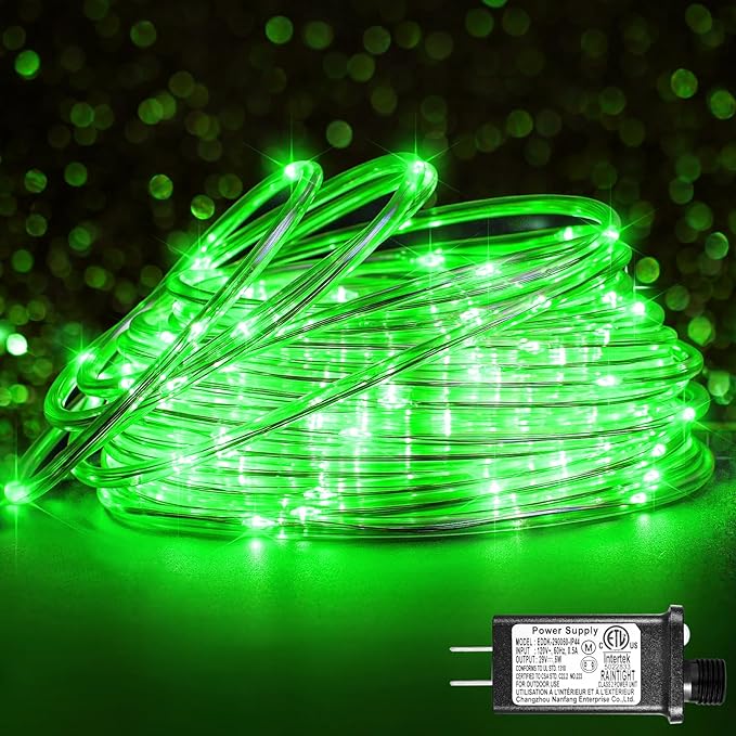 66FT 200 LED Rope Lights Outdoor Waterproof, Connectable Rope Lights for Outside with 8 Modes, Plug in String Lights for Indoor Fence Patio Garden Trampoline Deck Pool Decorations - Green
