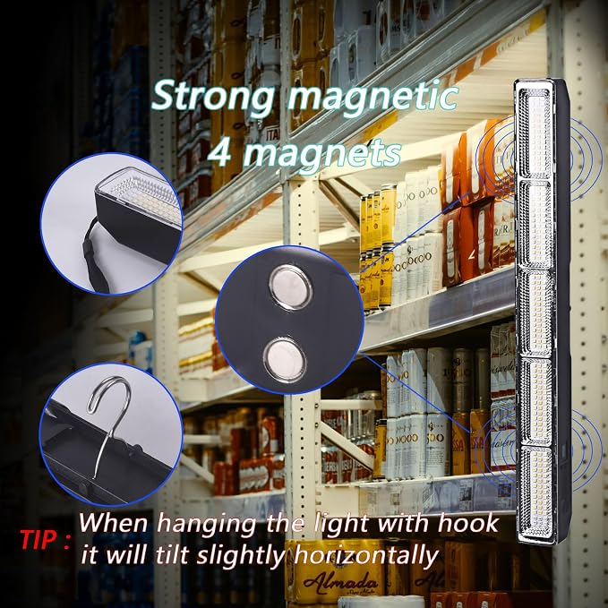 Magnetic Led Light Bar 8000mah 16.14in Super Bright,Reachageable Utility Work Light Tube Use for Car Hood,Truck,Mechanics Repairs,Tent(1 Pack)
