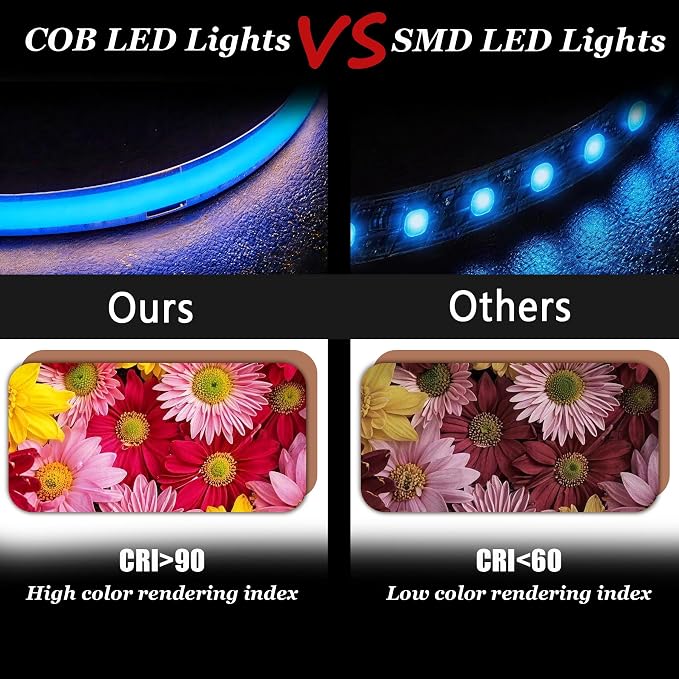 30FT COB LED Strip Lights Blue 24V High CRI95+ Ultra Bright Flexible LED Tape Lights Safe Low Voltage LED Lights Strip Rope Lights for Kitchen Under Cabinet Stairs Bedroom DIY Decorative Lighting