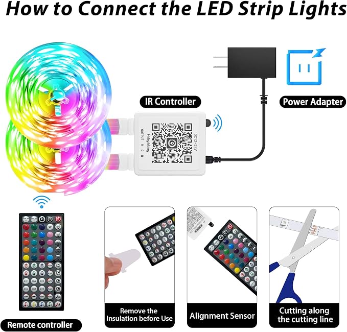 Ledagic Led Lights for Bedroom 250ft (2 Rolls of 125ft), RGB Led Lights | Color Changing Led Strip Lights with 60 Keys Remote and App Control, Music Sync Led Lights for Room Kitchen Party Home Decor