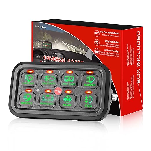 8 Gang Switch Panel, Niking Auto On-Off LED Car Switch Panel Circuit Control Relay System Box Universal Slim Touch Panel Waterproof for Truck Boat ATV UTV SUV Caravan Marine Can-Am
