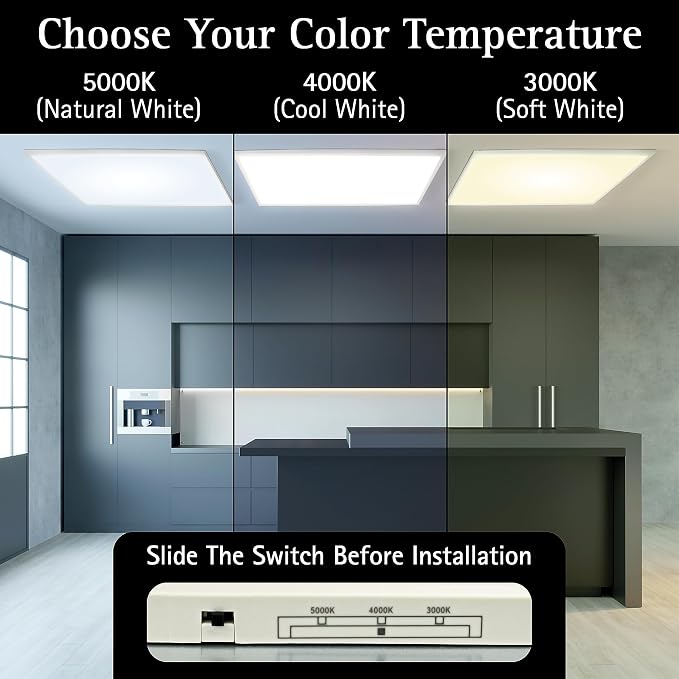 UltraLux 2x4 Surface Mount LED Panel TRIAC Dimmable 3CCT Matte White 1Pk | 4000 lumens, 120-degree beam, CRI>80, aluminum build, damp-rated, fits junction boxes, over 50,000 hours, 5-year warranty
