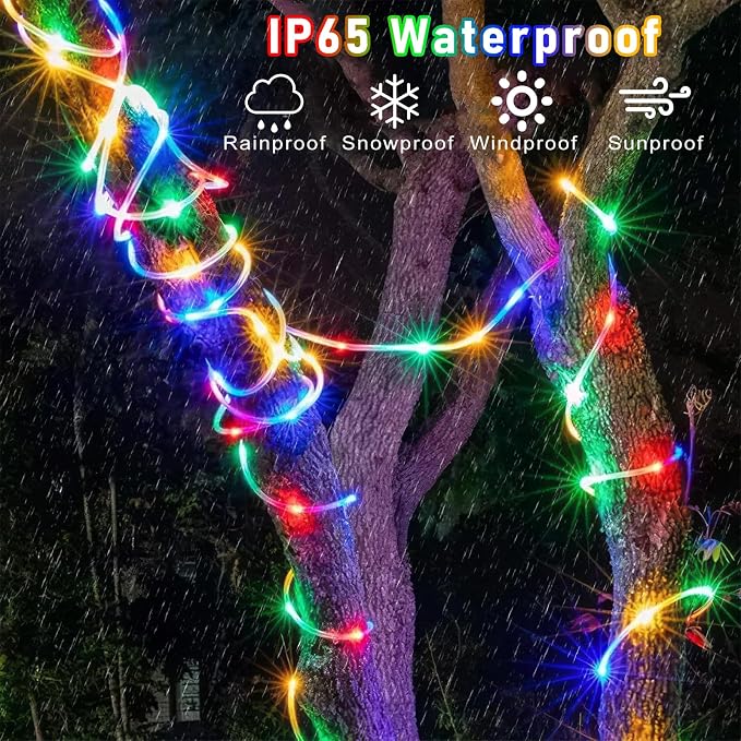 100FT 300 LED Rope Lights for Outside, Multicolor Rope Lights Indoor | Waterproof 8 Modes Plug in Connectable Outdoor String Lights for House Bedroom Garden Yard Pool Party Fence Decorations