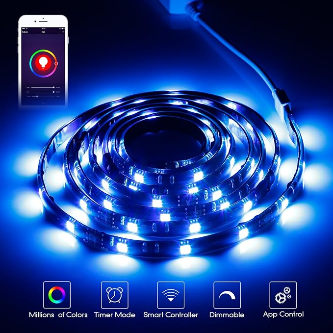 TORCHSTAR LED Smart TV Backlight Kit Multi-Color, Compatible with Alexa, App Control, 4pcs of Waterproof Strip Lights, Flexible Strips for Home Theater, Monitor, Screen