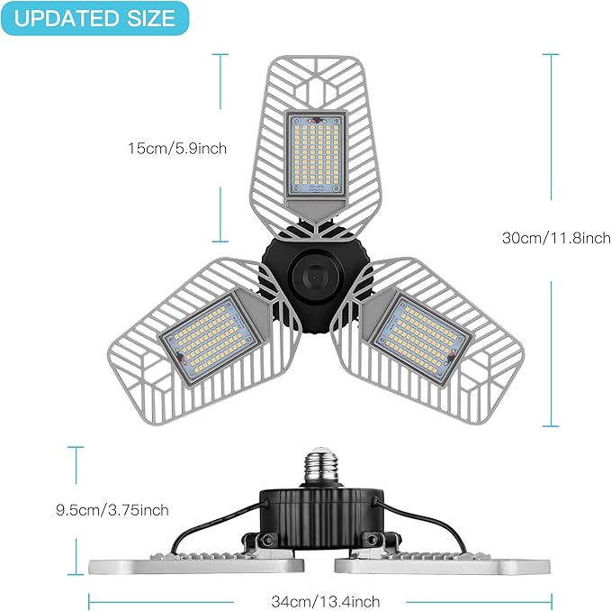 LED Garage Lights, Deformable Ceiling Light 9000 Lumens, 82W CRI 80 Shop Light, Adjustable Garage Lights, Led Lighting (No Motion Activated) (1-Pack)