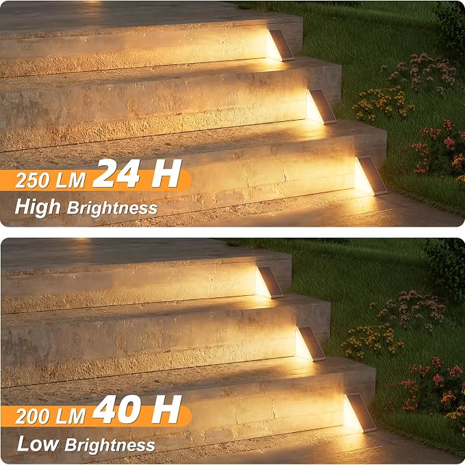 VOLISUN Solar Step Lights for Outside 8 Pack, Solar Stair Lights Outdoor | Waterproof IP67,28 LED,1200 mAH Outdoor Step Light,Outdoor Decor for Garden Stair, Deck, Front Step, Front Porch,and Patio