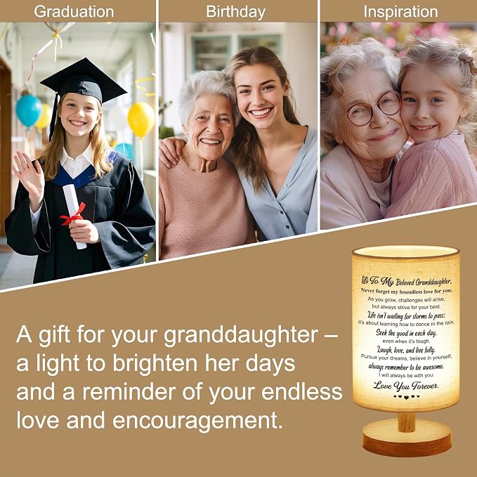 WSYEAR Granddaughter Gifts from Grandma, Birthday Mothers Day Graduation Gifts for Granddaughter Night Light,to My Girls Kids Present from Grandma