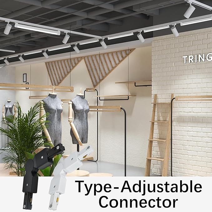 H Type Track Lighting Accessories, White Adjustable Connector for 3-Wire-1 Track Rail, Track Connector for H Track System, LED Track Lighting Kit