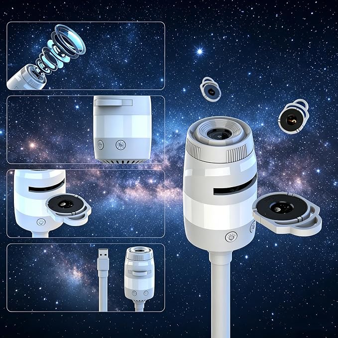 Galaxy Projector Night Light, 2-in-1 USB Portable Galaxy Star Projector Night Light, LED Ceiling/Wall Projection Lamp with 360° Rotation, USB Power for car and Bedroom, Decoration for Adults and Kids