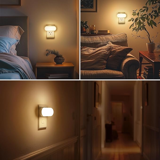 Briignite Led Night Light, Night Lights Plug into Wall, Plug in Nightlight with Dusk to Dawn Sensor Soft White 2Pack, Dimmable Night Light for Kids 1W for Bedroom, Bathroom Stair