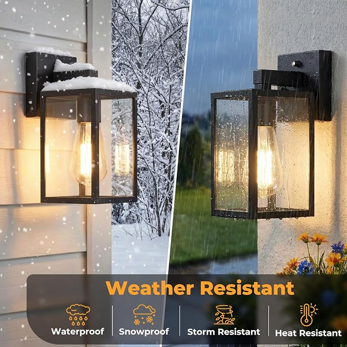 4 Pack Dusk to Dawn Outdoor Wall Light Fixtures | Exterior Porch Light Waterproof Wall Sconces Lanterns