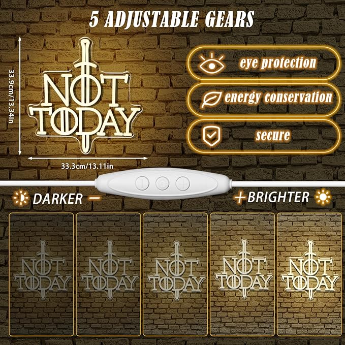 Not Today Neon Sign Anime Sword Neon Light for Wall Decor Anime Game Led Sign Kids Gift Bedroom Party Dorm for Man Cave Living Room Christmas Party