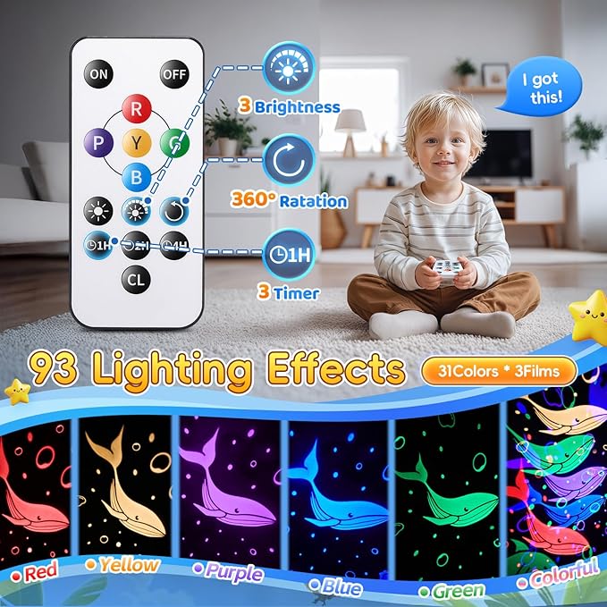 Dinosaur Toys for Kids 3-5, 【Remote+3 Films+93 Effects】 Dinosaur Toys for Kids 2-4, 【3 Timer+5 Brightness】 3 Year Old Boy Gift, Rotate 3 Year Old boy Birthday Gift, Boys Christmas Gifts Boys