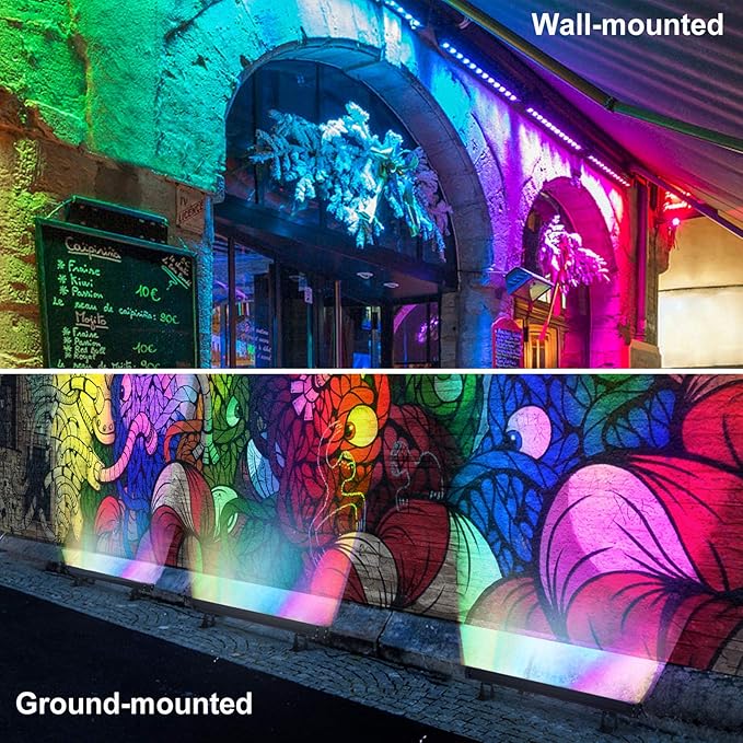 MEIKEE 25W RGBW LED Wall Washer Light, RGB Color Changing LED Strip Lights with Plug, IP66 Waterproof Outdoor RGBW Wall Strip Light Bar Outdoor Lighting for Christmas Halloween Stage 1 Pack