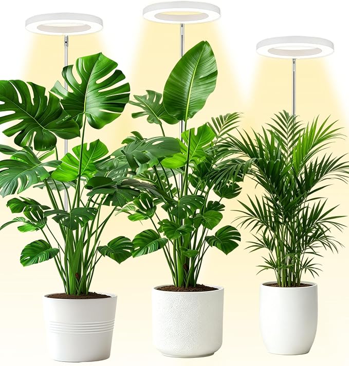 Plant Grow Light,LED Growing Light Full Spectrum for Indoor Plants,Aluminum Black Plant Lights,Height Adjustable, Automatic Timer, 5V Low Safe Voltage