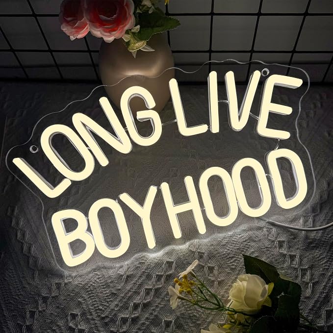 Long Live Boyhood Neon Signs for Wall Decor,Dimmable Motivational Sign Inspirational Wall Decor,Usb Powered for Man Cave Kids Room Bedroom Birthday Gifts(12.4 * 7in)