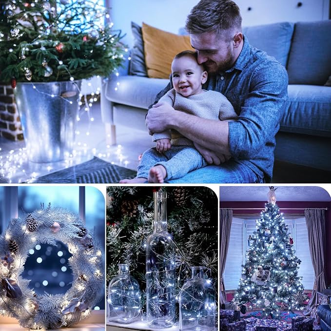 kolpop 4 Pack 39FT Fairy Lights Battery Operated with Timer & Remote, Waterproof 120 LED Twinkle String Lights Outdoor Indoor 8 Modes for Outdoor Indoor Bedroom Christmas Decor, Cool White