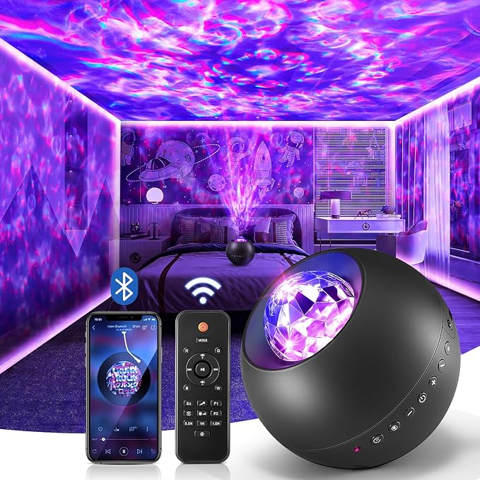 One Fire Galaxy Projector, Vibrant Galaxy Light | White Noise & Bluetooth, Remote Timer, Kids Night Light, Room Decor for Teen Girl