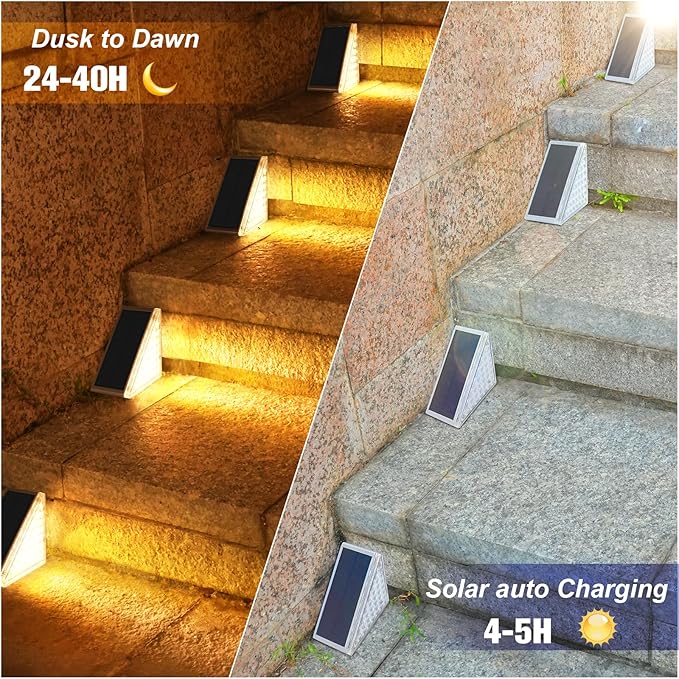 VOLISUN Solar Step Lights Outdoor Waterproof, LED Outdoor Stair Lights | Solar Step Light for Outside, Deck Light Decor for Stair,Front Porch and Patio(Brown,6 Pack)