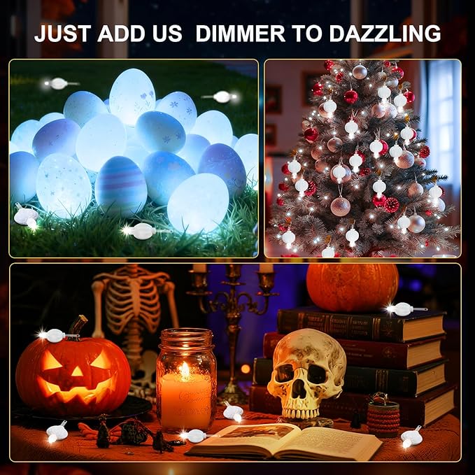 Aogist 24 Pack Small LED Lights Battery Powered Waterproof Hanging Light Last 48 Hours for Paper Lanterns,Balloons,Floral,Weddings & Festival Christmas Decorations,White