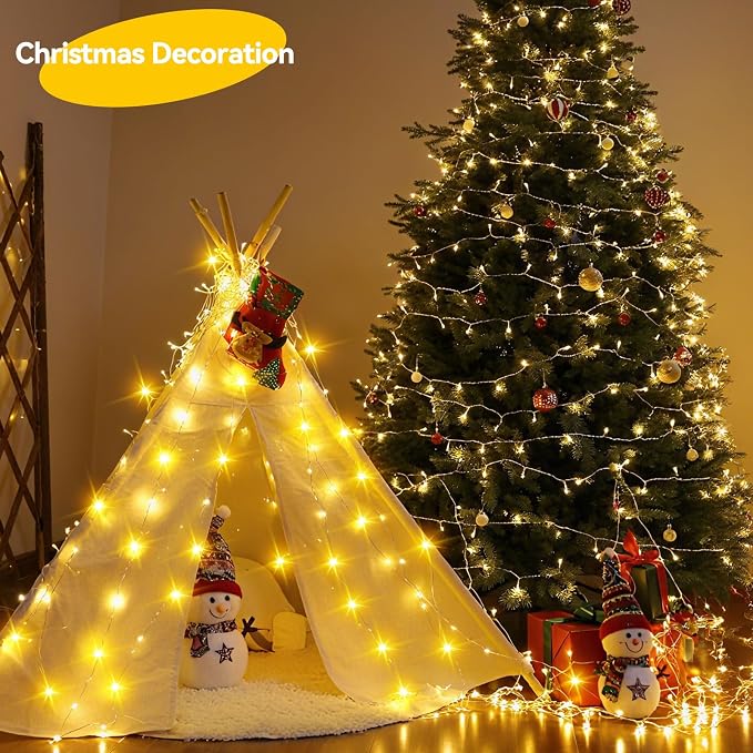 LitHome 4 Pack Warm White Fairy Lights Battery Operated, Each 20 FT 60 LED | Twinkle Lights Battery Operated 2 Modes, Waterproof Fairy String Light for Classroom Indoor Bedroom Christmas Wedding Decor