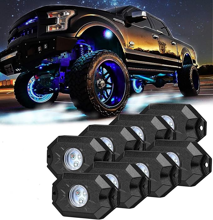 8 pc White Heavy Duty Rock Lights Undercarriage, Bed Light,Exterior Interior,Boat,RZR,pods