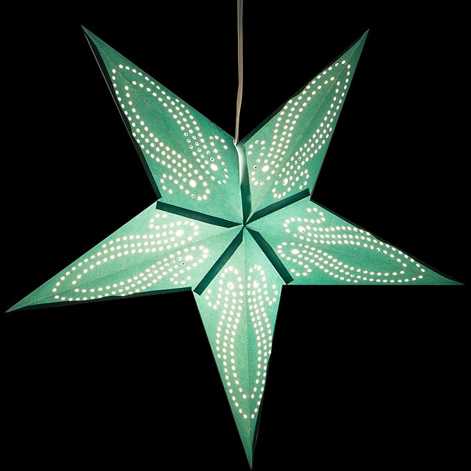 Caribbean Teal Paper Star Lantern with 12 Foot Power Cord Included