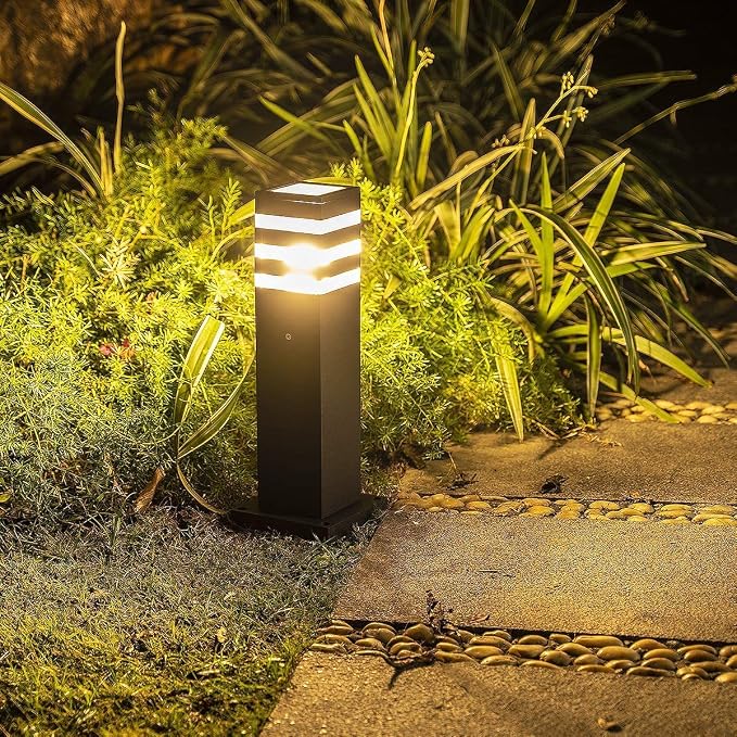 Pathway Lights Post Lights IP55 Waterproof Outdoor Lamp Post Lawn Light Floor Lamp E26 Lampholder Hardwired Suitable for 12V / 24V / 120V Voltage（16in, Black）
